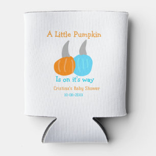 A little pumpkin is on it's way baby shower orange can cooler