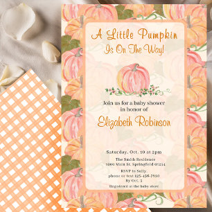 A Little Pumpkin Is On The Way Autumn Baby Shower Invitation