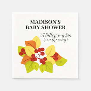 A little Pumpkin is on the Way Autumn Leaves Fall Napkin