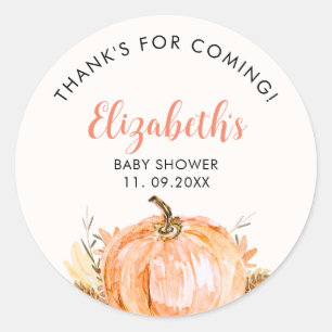 a Little Pumpkin is on the way, Baby Shower Classic Round Sticker