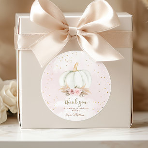 A Little Pumpkin is on the way baby shower Classic Round Sticker