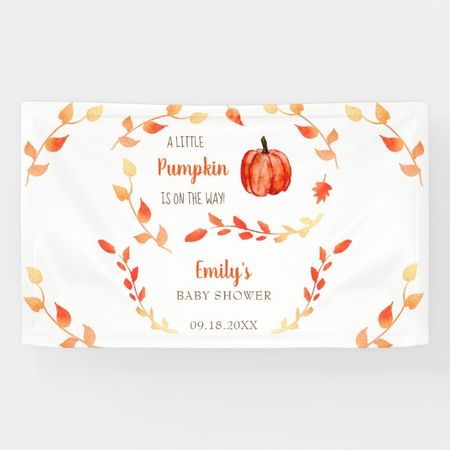 A Little Pumpkin is on the way Baby Shower Fall Banner (Horizontal)