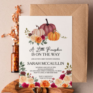 A Little Pumpkin is On The Way Baby Shower Invitat Invitation
