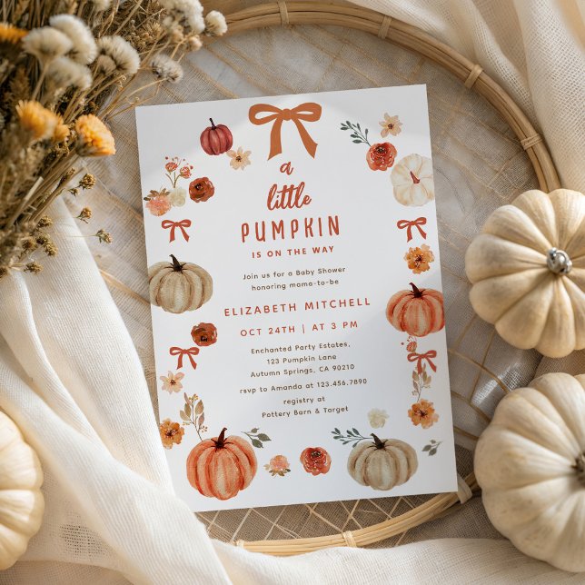 A Little Pumpkin Is On The Way Baby Shower Invitation (Creator Uploaded)