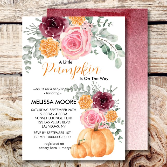 A little pumpkin is on the way baby shower invitation (Creator Uploaded)