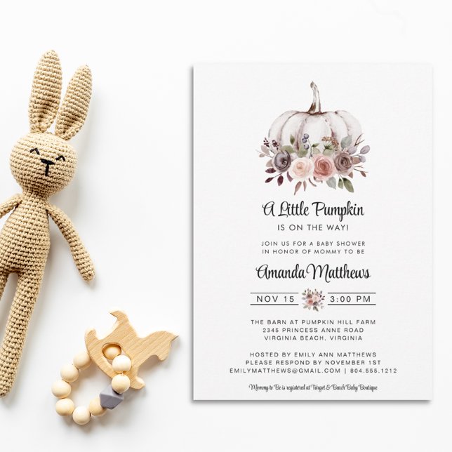 A Little Pumpkin Is on The Way Baby Shower  Invitation (Creator Uploaded)