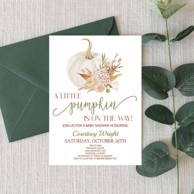 A Little Pumpkin Is On The Way! Baby Shower Invitation (Creator Uploaded)