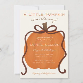 A Little Pumpkin Is On The Way Baby Shower Invitation