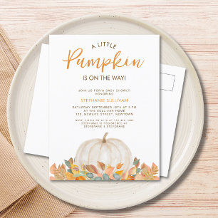 A Little Pumpkin Is On the Way Baby Shower  Invitation Postcard