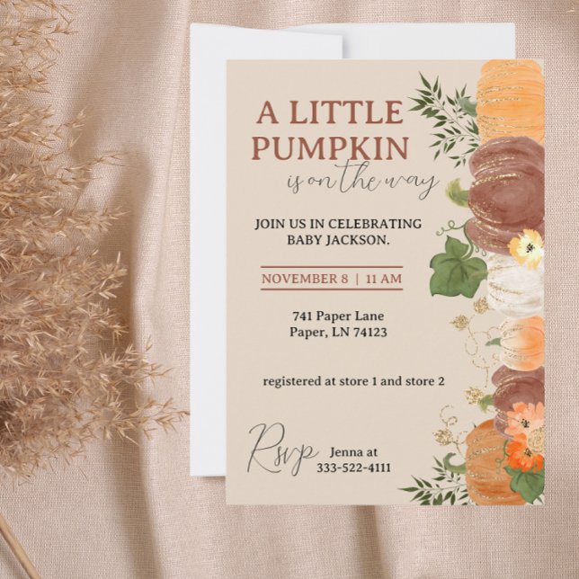 A Little Pumpkin is On The Way Baby Shower Invite (Creator Uploaded)