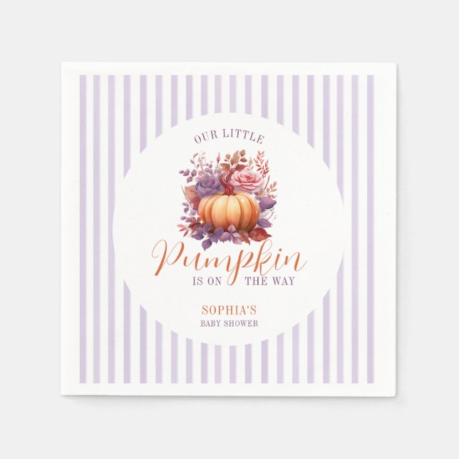 A Little Pumpkin Is On The Way Baby Shower Napkin (Front)