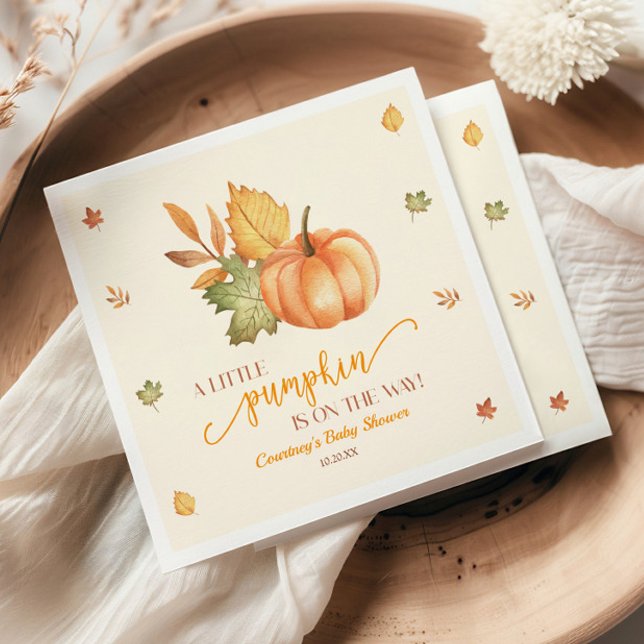 A Little Pumpkin Is On The Way! Baby Shower Napkin (Creator Uploaded)