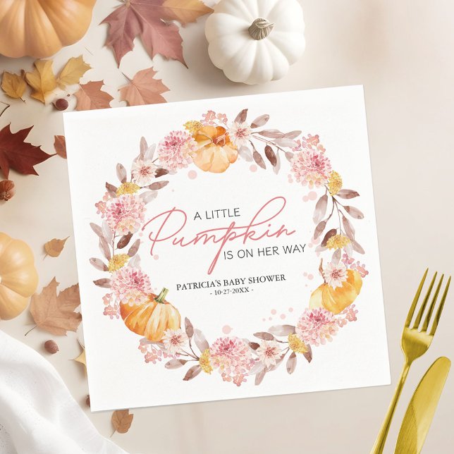 A Little Pumpkin Is On The Way Baby Shower Napkin (Creator Uploaded)