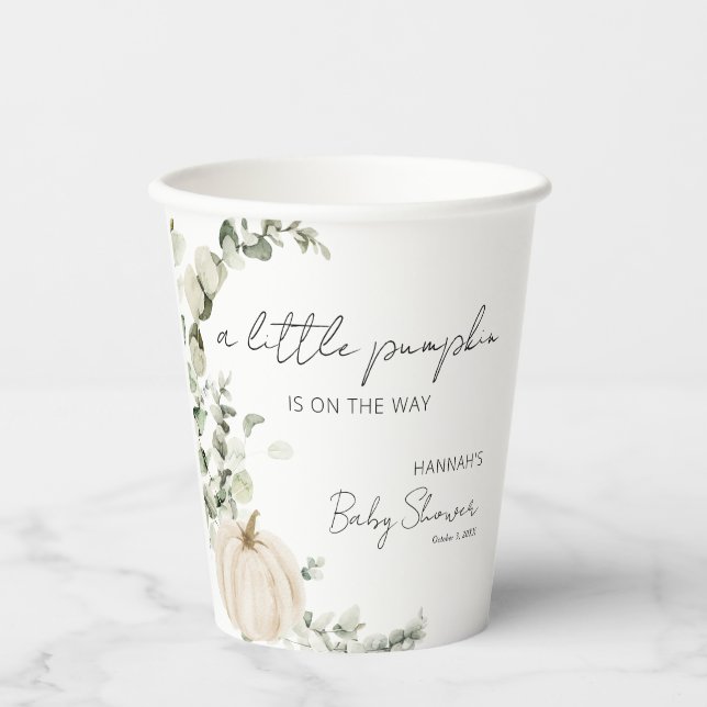A Little Pumpkin is on the Way Baby Shower Paper Cups (Front)