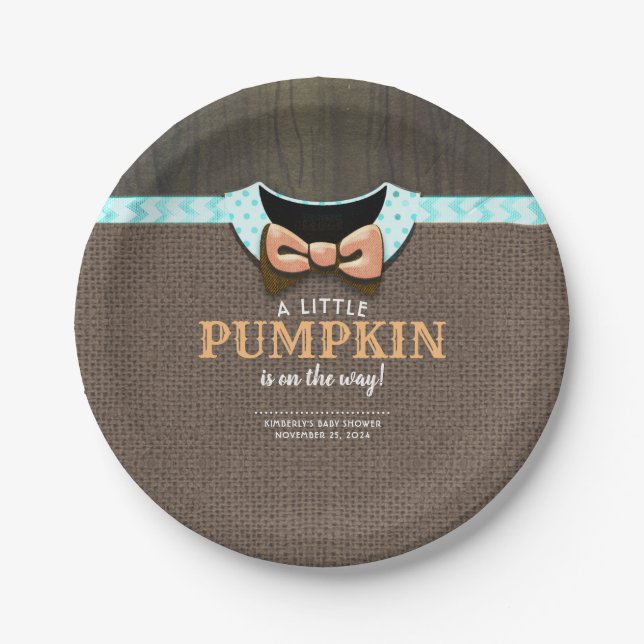 A Little Pumpkin is on the Way Baby Shower Paper P Plate (Front)