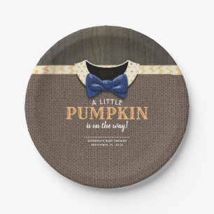 A Little Pumpkin is on the Way Baby Shower Paper Plate