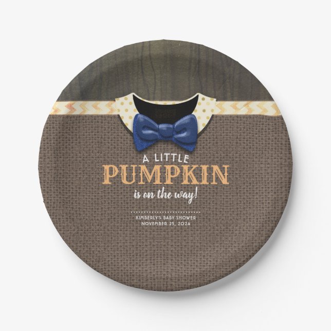 A Little Pumpkin is on the Way Baby Shower Paper Plate (Front)