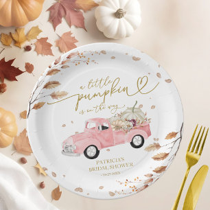 A Little Pumpkin Is On The Way Baby Shower Paper Plate