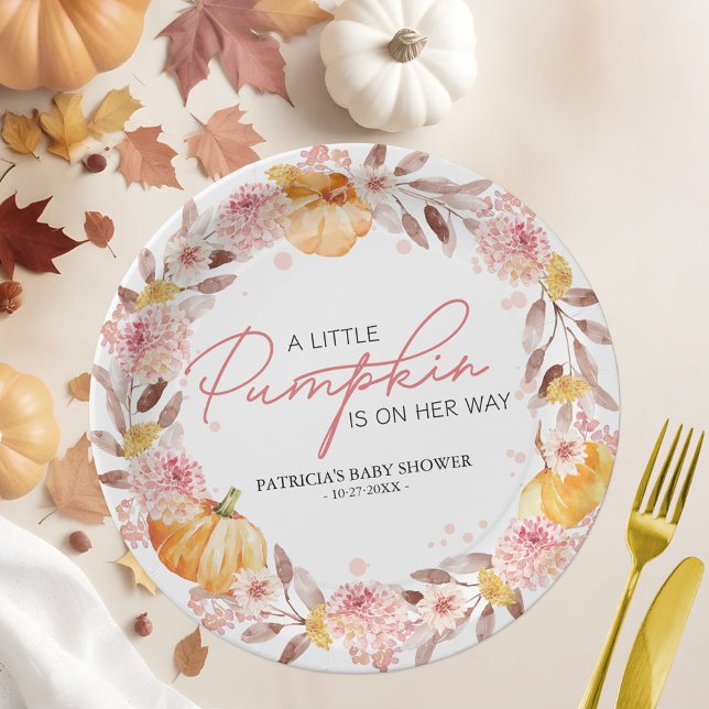 A Little Pumpkin Is On The Way Baby Shower Paper Plate (Creator Uploaded)