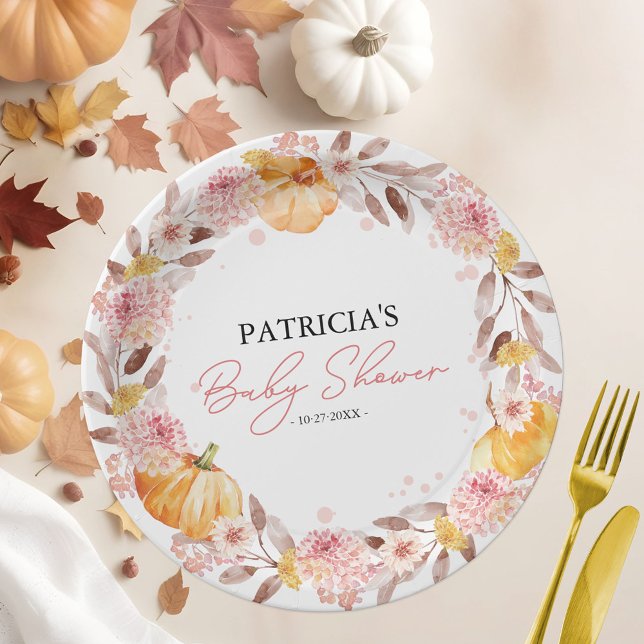 A Little Pumpkin Is On The Way Baby Shower Paper Plate (Creator Uploaded)