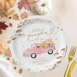 A Little Pumpkin Is On The Way Baby Shower Paper Plate