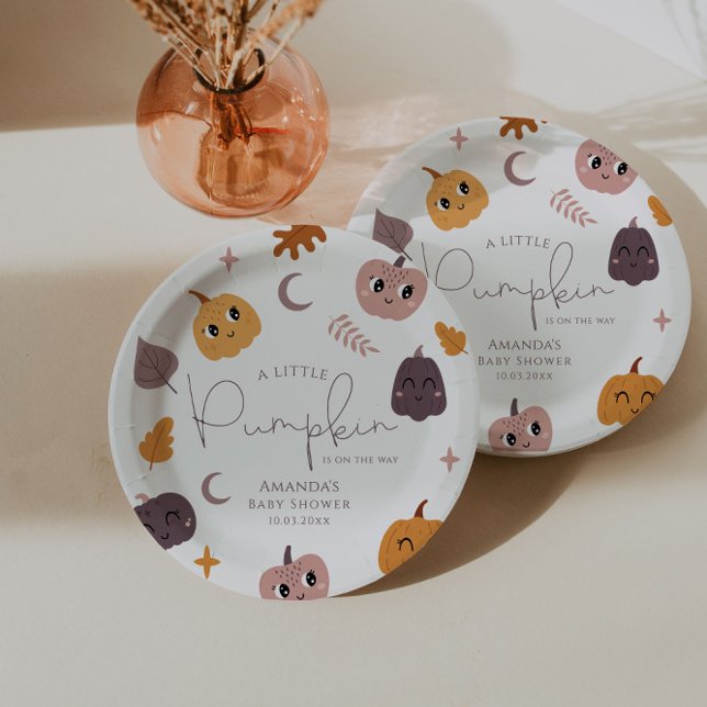 A Little Pumpkin Is On The Way Baby Shower Paper Plate (Creator Uploaded)