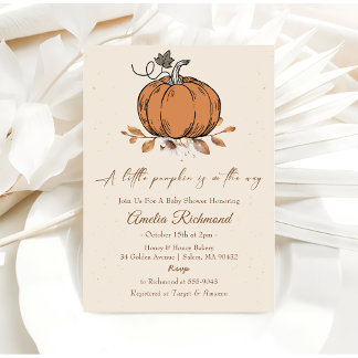 A Little Pumpkin Is On The Way Baby Shower Party Invitation