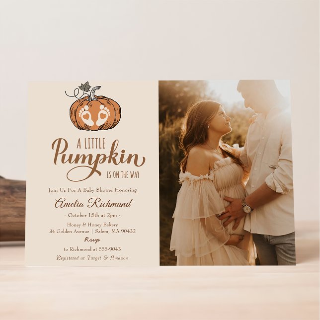 A Little Pumpkin Is On The Way Baby Shower Party Invitation (Creator Uploaded)