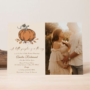 A Little Pumpkin Is On The Way Baby Shower Photo Invitation