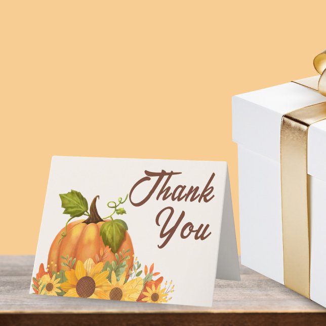 A Little Pumpkin Is On The Way Baby Shower Thank You Card (A little pumpkin baby shower thank you card)