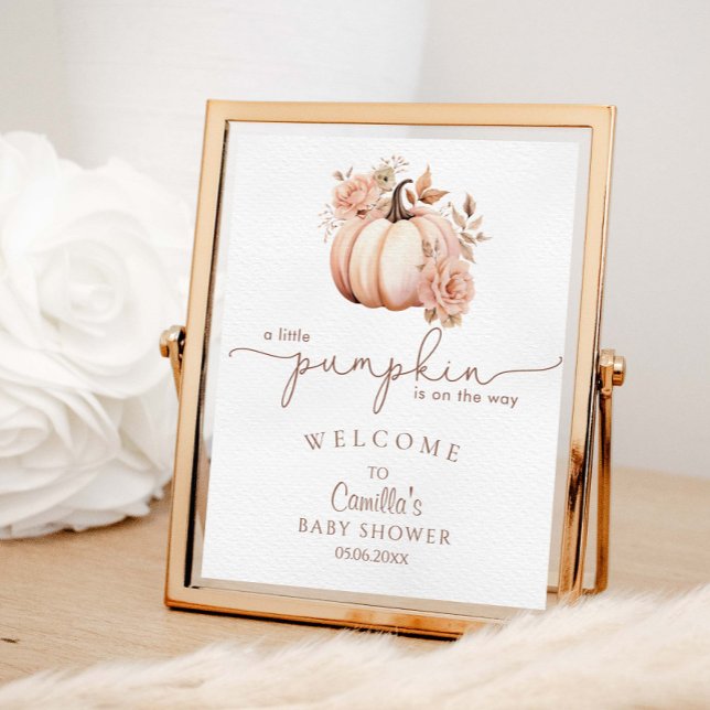A Little Pumpkin Is On The Way Baby Shower Welcome Poster (Creator Uploaded)