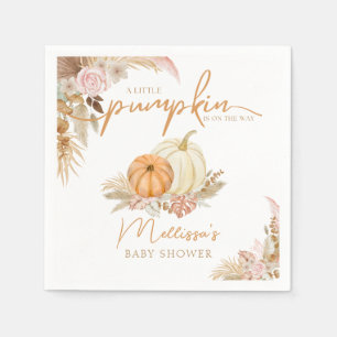 A Little Pumpkin Is On The Way Boho Autumn Fall Napkin