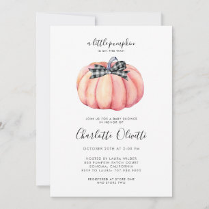 A Little Pumpkin Is On The Way Boy Baby Shower Invitation