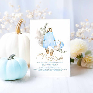 A Little Pumpkin Is On The Way Boy Baby Shower Invitation