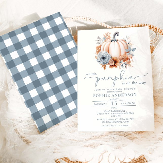 A Little Pumpkin Is On The Way Boy Baby Shower Invitation (Creator Uploaded)