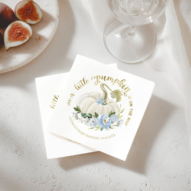  A Little Pumpkin Is On The Way Boy Baby Shower Napkin (Creator Uploaded)