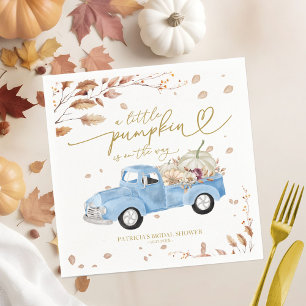 A Little Pumpkin Is On The Way Boy Baby Shower Napkin