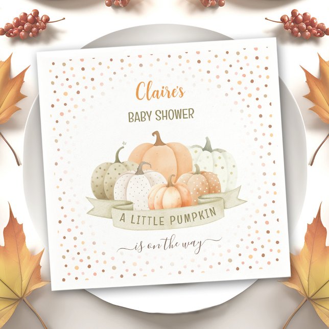 A Little Pumpkin Is On The Way Boy Baby Shower Napkin (A Little Pumpkin Is On The Way Boy Baby Shower Napkins)