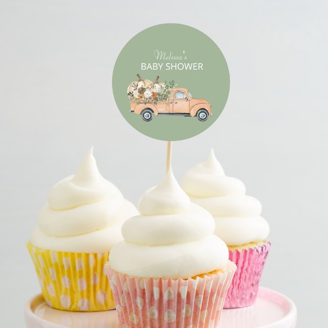 A little pumpkin is on the way cupcake topper classic round sticker (Creator Uploaded)