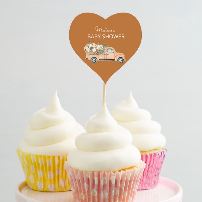 A little pumpkin is on the way cupcake topper heart sticker (Creator Uploaded)