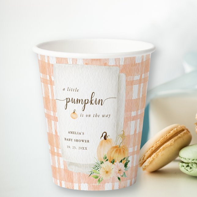 A Little Pumpkin Is On The Way Cute Baby Shower Paper Cups (Creator Uploaded)