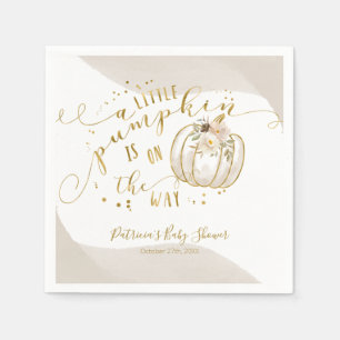 A Little Pumpkin Is On The Way Elegant Baby Shower Napkin