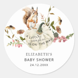 A Little Pumpkin Is On The Way Fall Baby Shower Classic Round Sticker