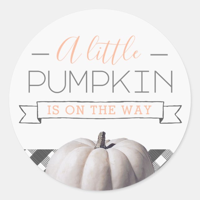 A Little Pumpkin Is On the Way Fall Baby Shower Classic Round Sticker (Front)