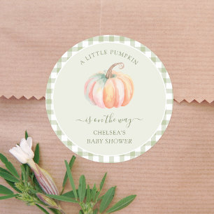 A Little Pumpkin is On The Way Fall Baby Shower Classic Round Sticker