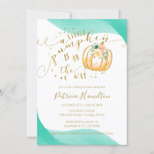 A Little Pumpkin Is On The Way Fall Baby Shower Invitation
