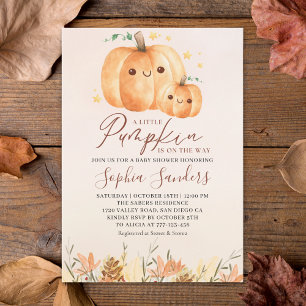 A Little Pumpkin Is on the Way" Fall Baby Shower Invitation