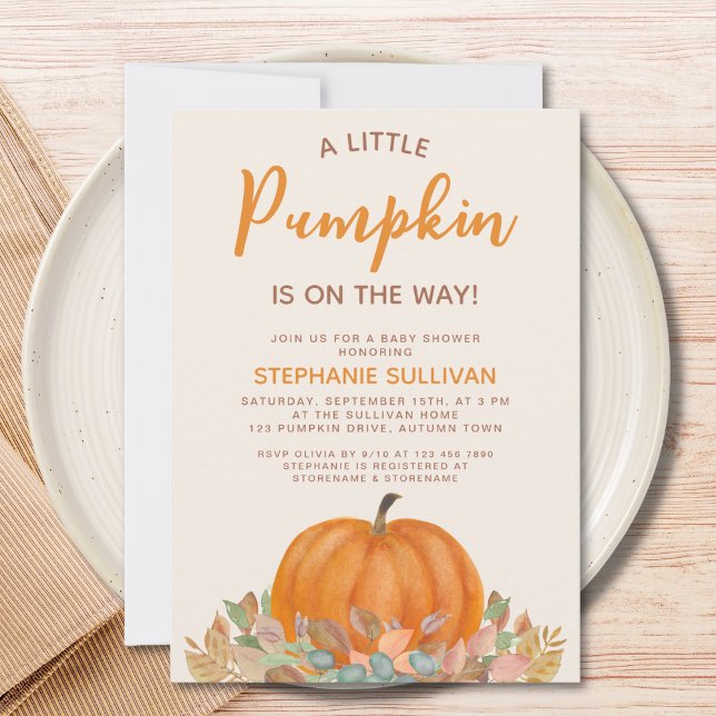 A Little Pumpkin Is On The Way Fall Baby Shower Invitation (Creator Uploaded)