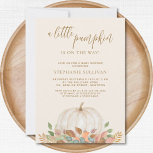 A Little Pumpkin Is On The Way Fall Baby Shower Invitation