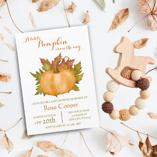A Little Pumpkin Is On The Way Fall Baby Shower Invitation